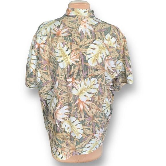 Vintage Koa Road Shirt Hawaiian Leaf Printed Tan Short Sleeve Button Front Top - Picture 5 of 9